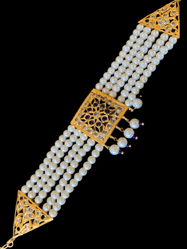 Ladies bracelets group styles-B74 Ariha  pearl bracelet - blue      ( SHIPS IN 4 WEEKS )