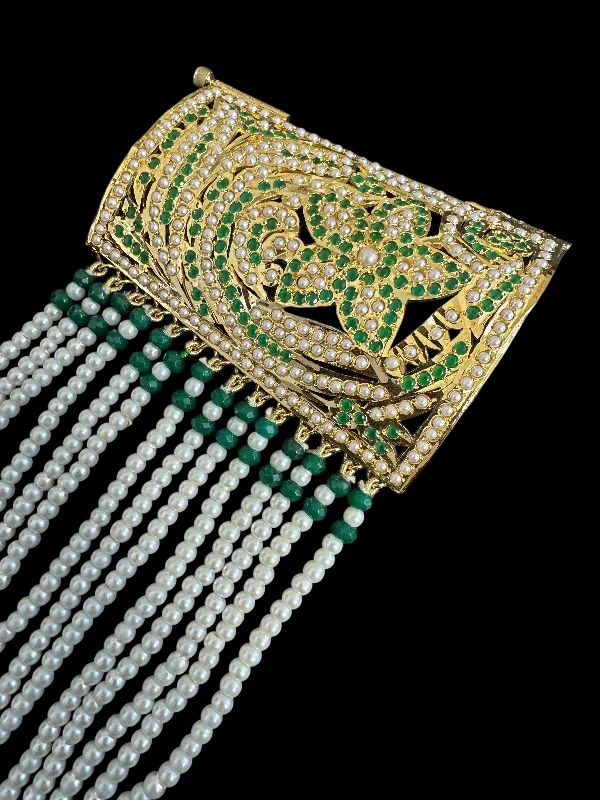 Ladies bracelets budget picks-Jadau bahi / bracelet - Emerald  pearl ( READY TO SHIP  )