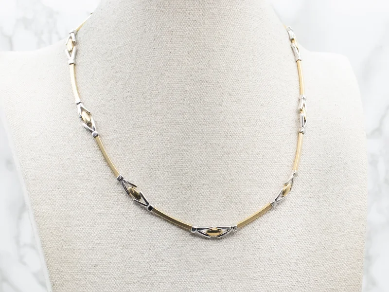 Modern Two Tone Gold Y-Link Necklace