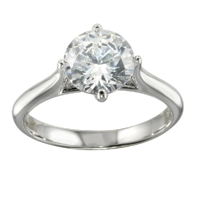 Ladies rings fashion trends-Rhodium Plated 925 Sterling Silver CZ Stone Ring - STR01095