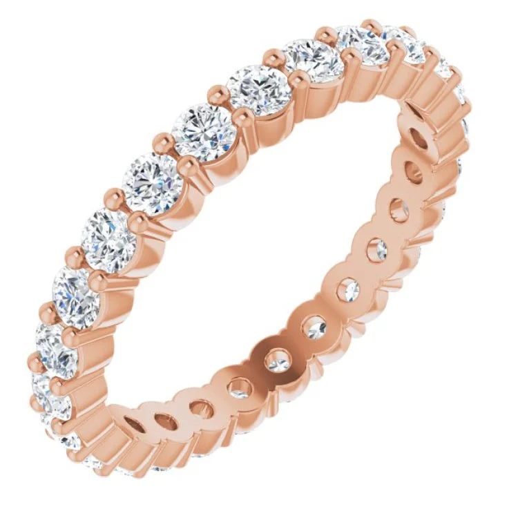 Ladies rings limited editions-14K Rose 3/4 CTW Natural Diamond Eternity Band Size 4