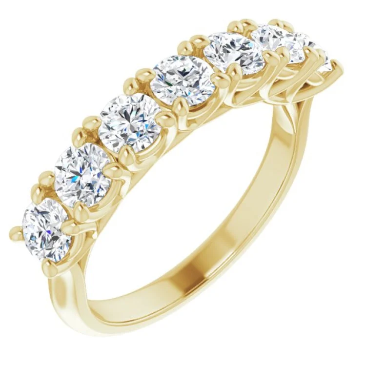 Ladies rings friendship rings-14K Yellow 1 1/3 CTW Natural Diamond Seven-Stone Anniversary Band