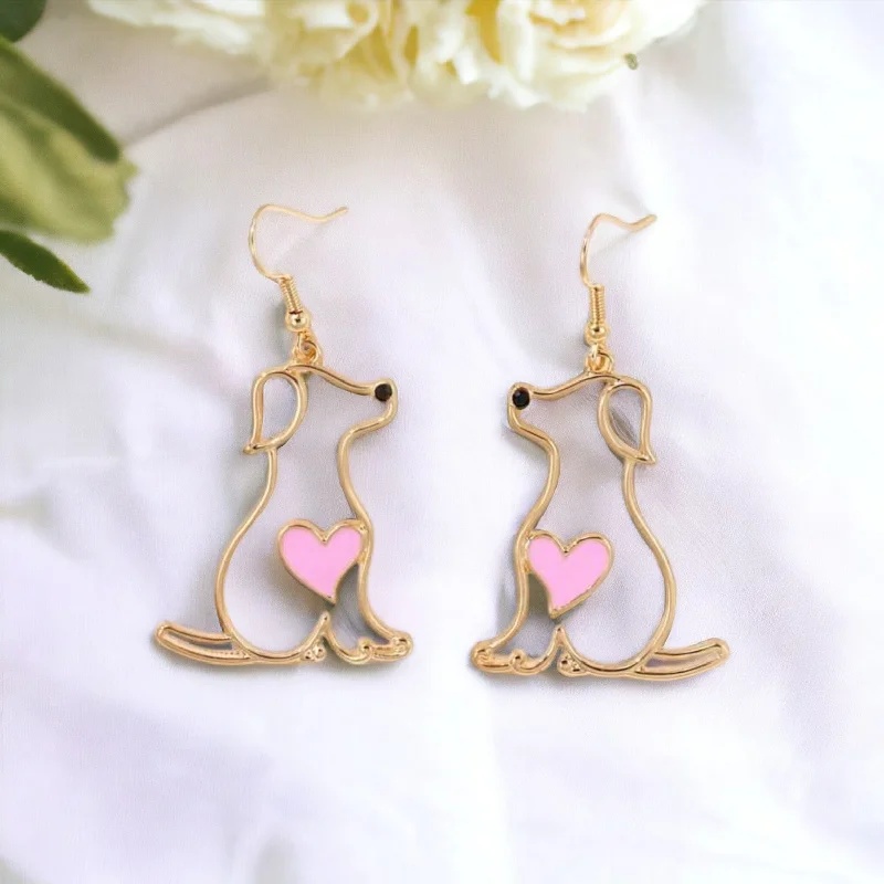 Ladies rings wedding accessories-Beautiful Puppy Love Earrings