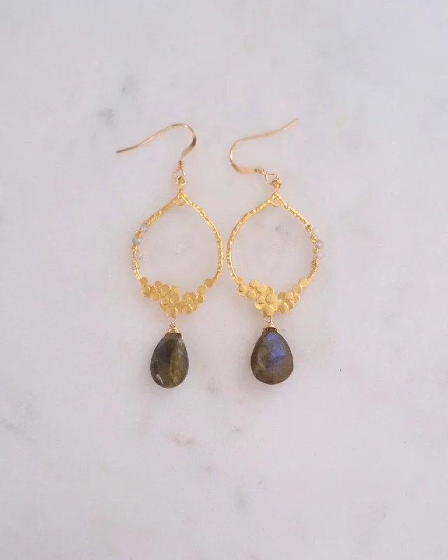 Ladies rings fashion trends-Labradorite Chandelier Earrings