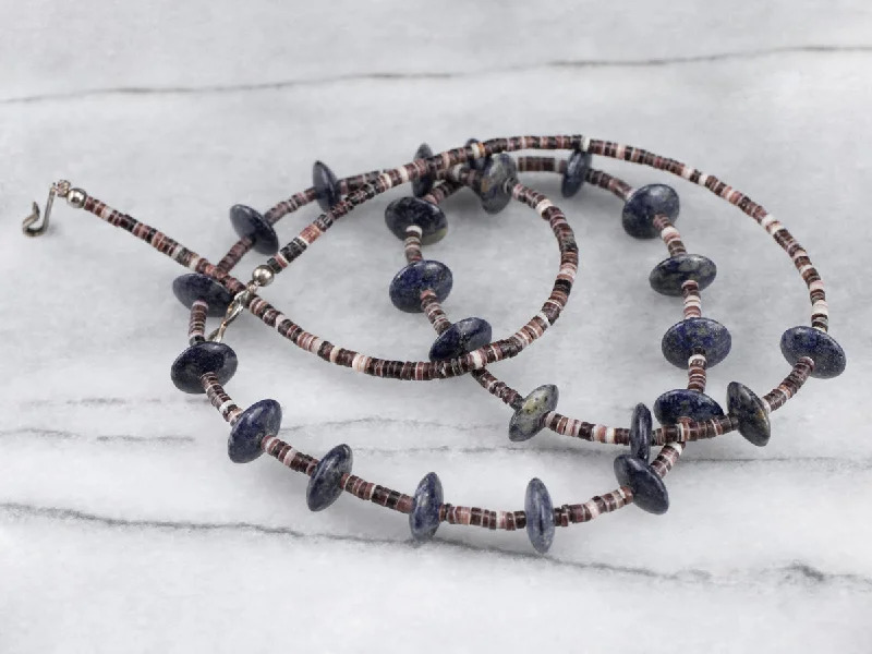 Lapis and Heishi Shell Beaded Necklace