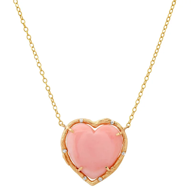 Pink Opal Heart Necklace