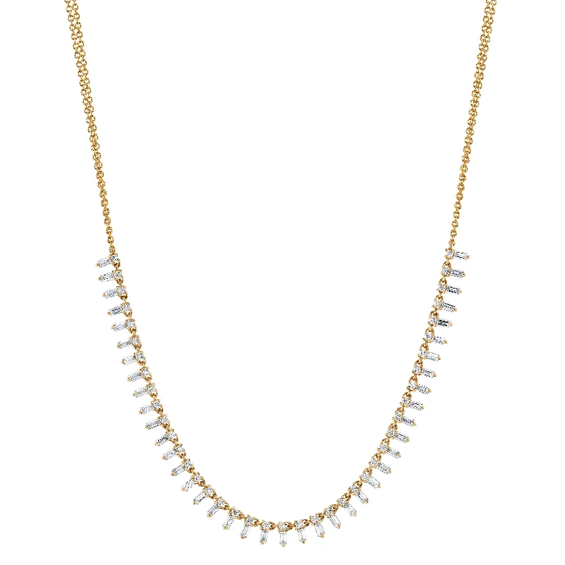 Diamond Baguette Fringe Necklace