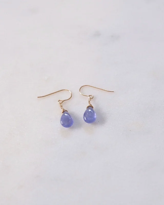 Ladies rings luxury picks-Tanzanite Simple Drop Earrings