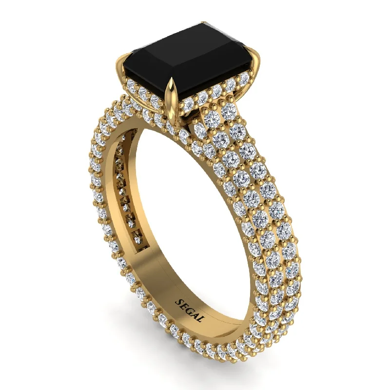 Ladies engagement rings custom styles-Radiant Cut Black Diamond Pave Engagement Ring - Kenzie No. 7