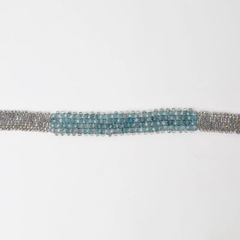 Ladies bracelets one-of-a-kind-Hand Woven Soft Bracelet of Blue Zircon