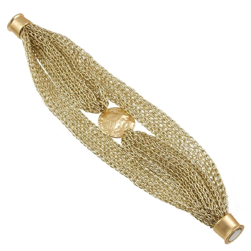 Ladies bracelets stacked trends-Gold Mesh Coin Bracelet