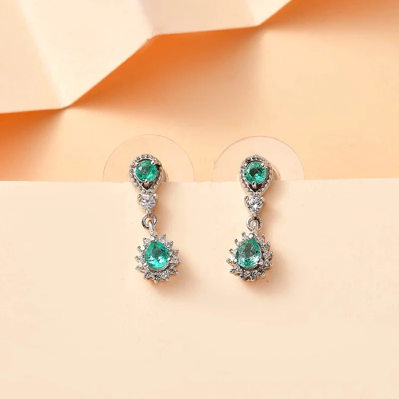 Ladies rings e-commerce sites-Emerald Rain Drop Earrings