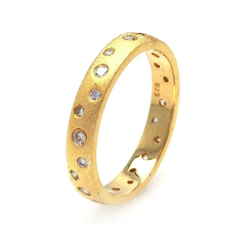 Ladies rings boho flair-Silver 925 Gold Plated CZ Eternity Ring - STR00587