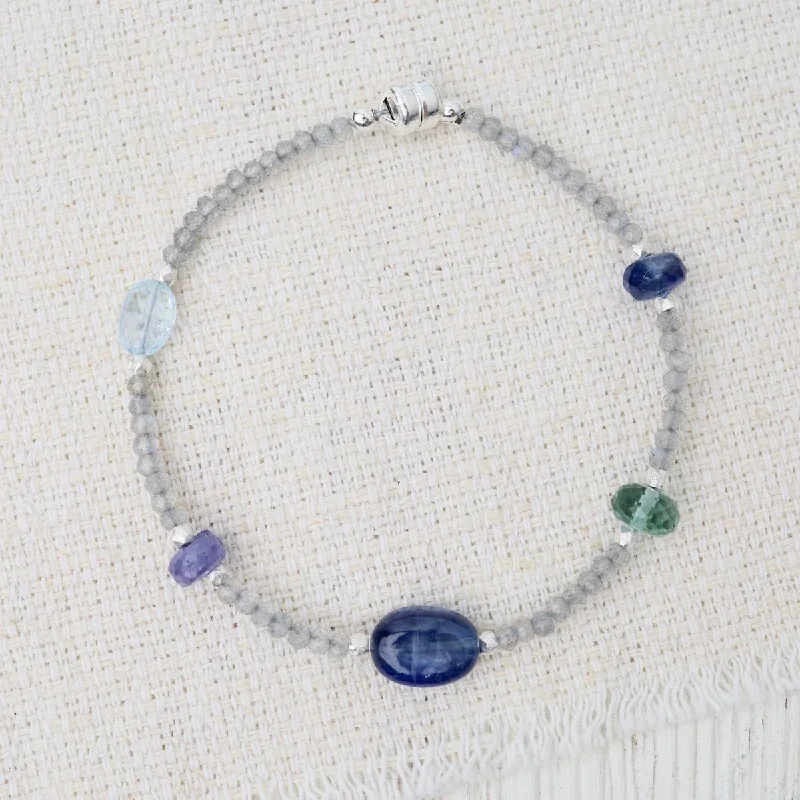 Ladies bracelets luxurious designs-Labradorite & Tanzanite Station Bracelet