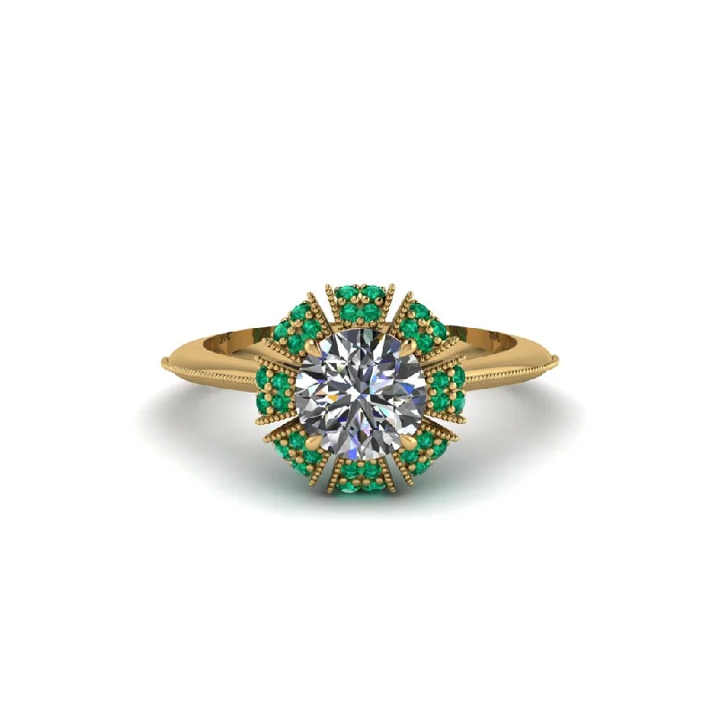 Ladies engagement rings geometric shapes-Emerald Crown Halo Engagement Ring - Annie No. 16