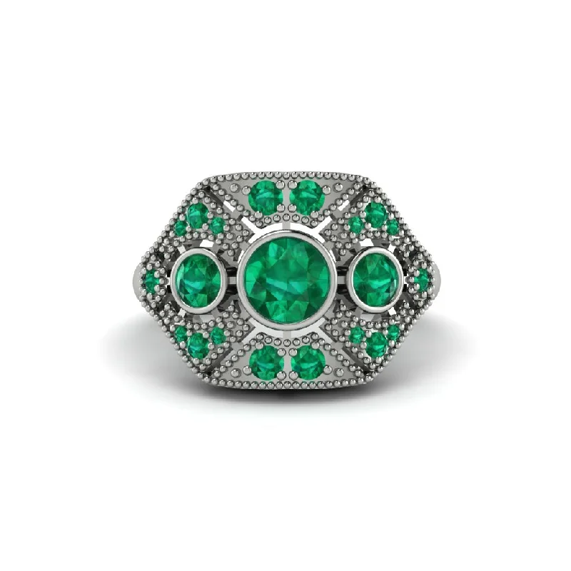 Ladies engagement rings top brands-Emerald Art Deco Geometric Engagement Ring - Haven No. 21