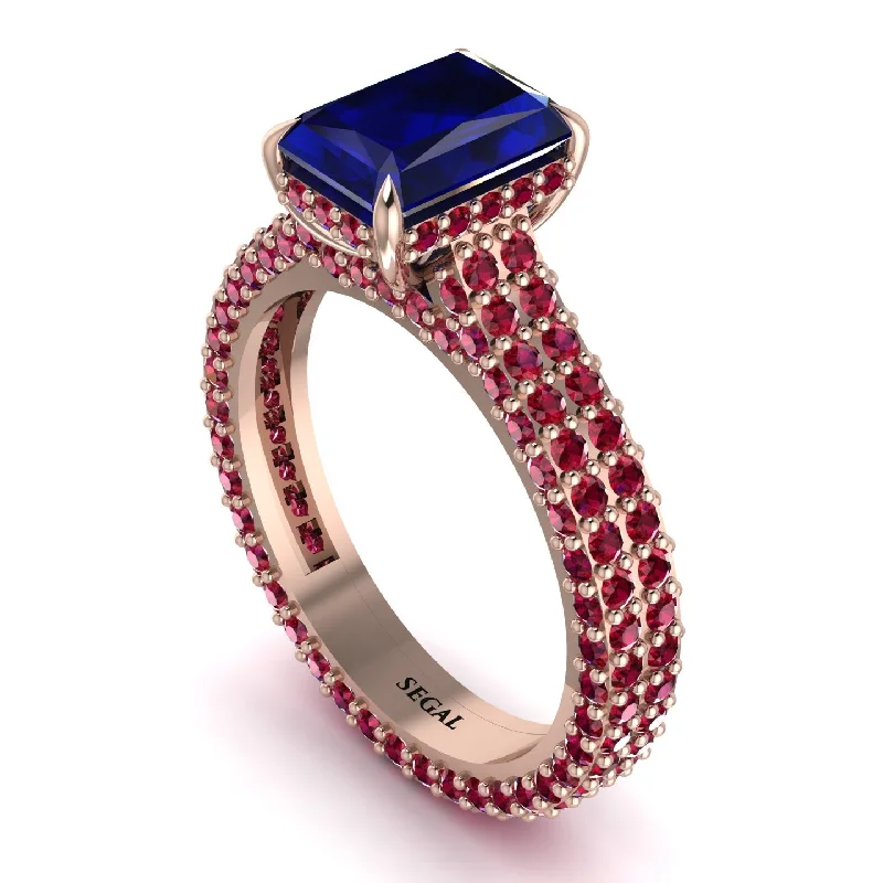 Ladies engagement rings Valentine’s Day-Radiant Cut Sapphire Pave Engagement Ring - Kenzie No. 59