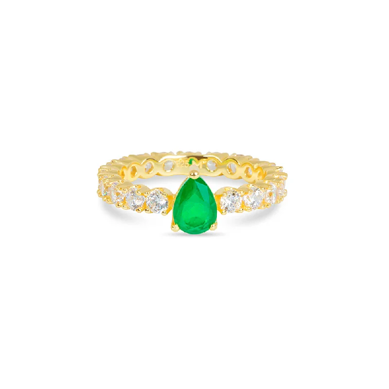 Ladies rings minimalist charm-THE EMERALD PEAR ETERNITY BAND