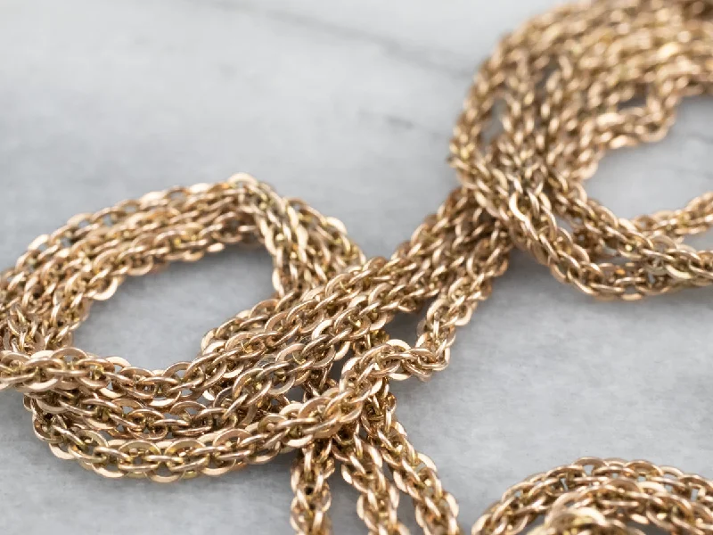 Antique Three Strand Chain Gold Necklace