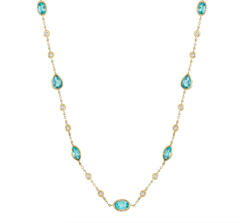 Topaz Diamond Train Necklace