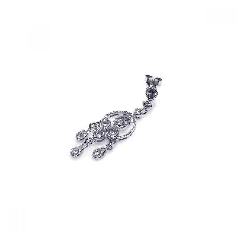 Ladies rings viral picks-Clearance-Silver 925 Rhodium Plated CZ Three stranded Dangling Earrings - STE00030