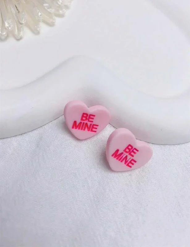 Ladies rings luxury picks-Beautiful "Be Mine" Candy Heart Earrings