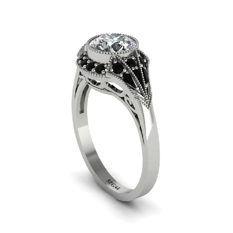 Ladies engagement rings affordable picks-Black Diamond Vintage-Inspired Besel Engagement Ring - Makenzie No. 33