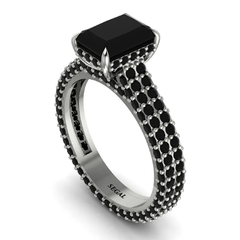 Ladies engagement rings platinum choices-Radiant Cut Black Diamond Pave Engagement Ring - Kenzie No. 39