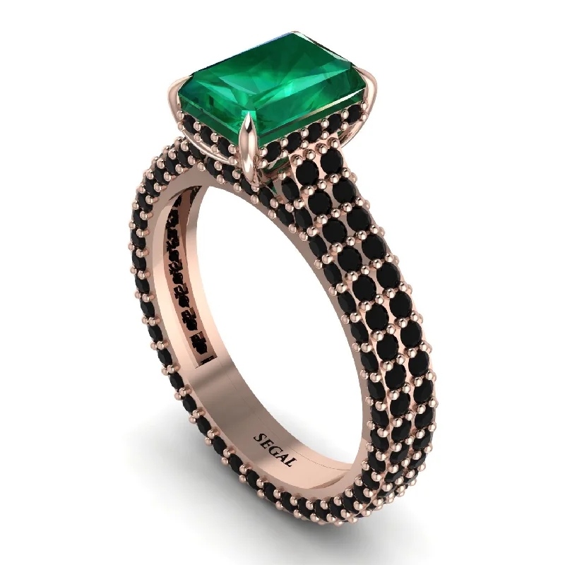 Ladies engagement rings dream designs-Radiant Cut Emerald Pave Engagement Ring - Kenzie No. 35