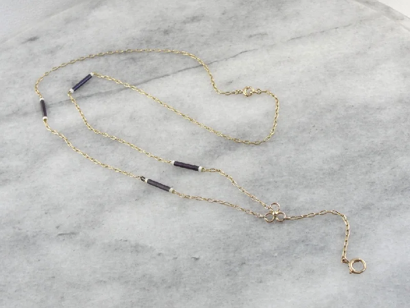 Beautiful Indigo Enameled Lariat Necklace