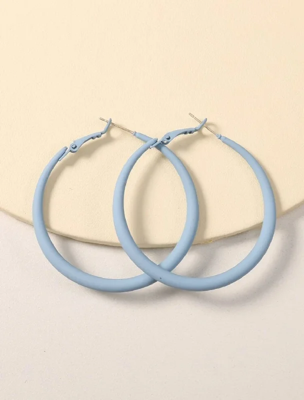 Ladies rings heart motifs-Beautiful Baby Blue Hoop Earrings