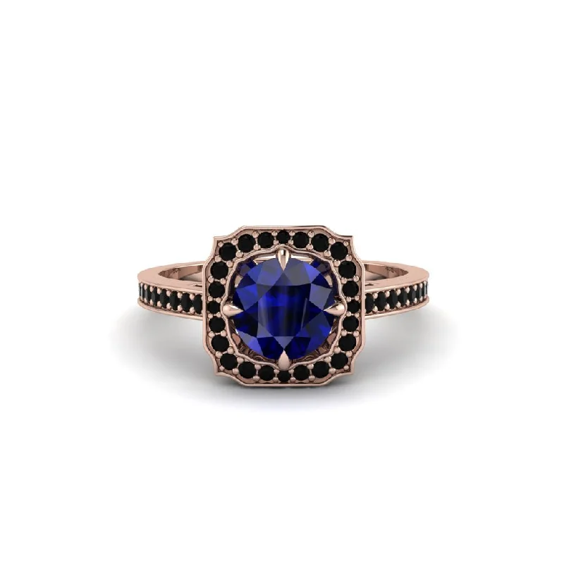 Ladies engagement rings online shopping-Sapphire Cathedral Halo Engagement Ring - Luciana No. 44