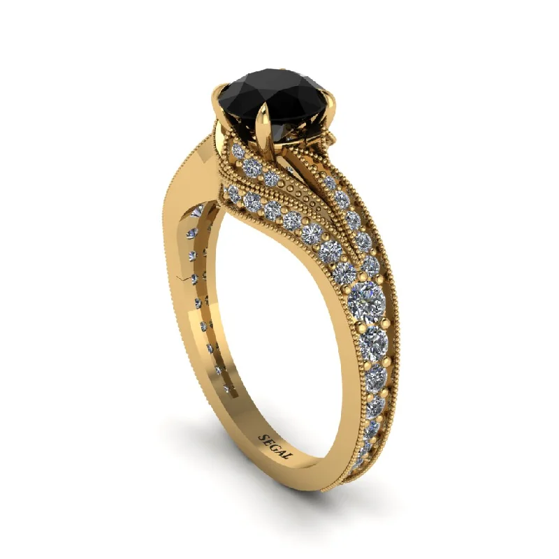 Ladies engagement rings three-stone-Diamond 14K Gold Pave Engagement Ring - Magnolia No. 7