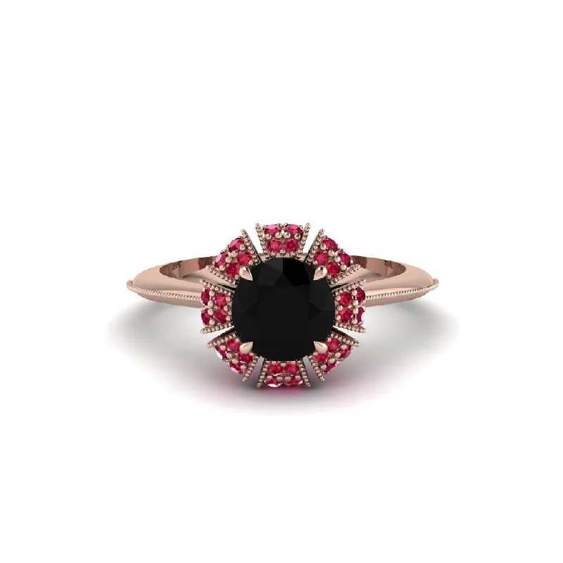 Ladies engagement rings European charm-Ruby Crown Halo Engagement Ring - Annie No. 53