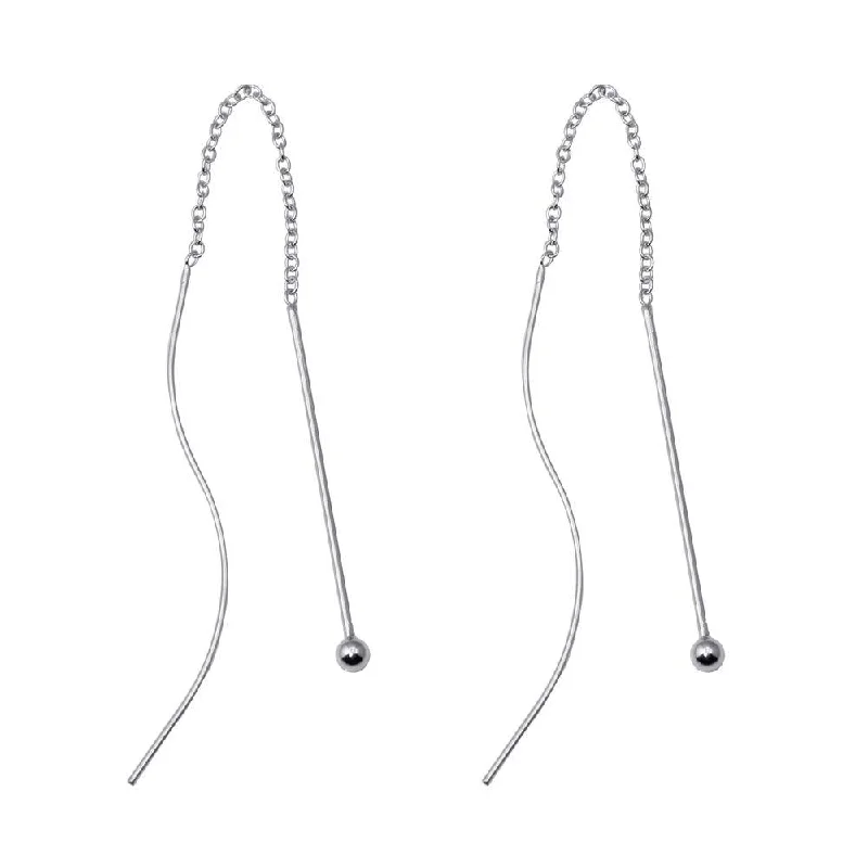 Ladies rings thumb designs-Silver 925 Rhodium Plated Dangling Hook Earrings - DSE00052