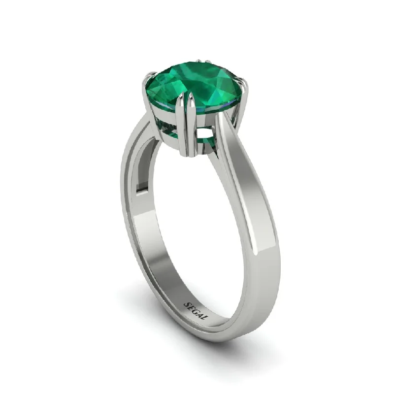 Ladies engagement rings geometric shapes-Emerald 14K Gold Solitaire Engagement Ring - Allie No. 6