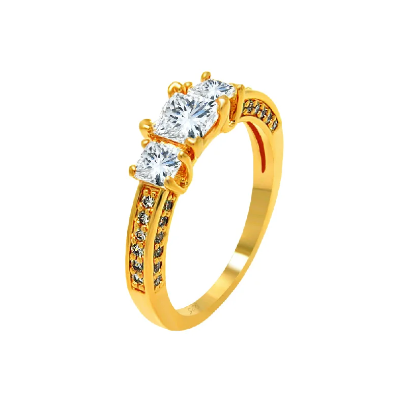 Ladies rings e-commerce sites-Silver 925 Rose Gold Plated Clear CZ Past Present Future Ring - BGR00607