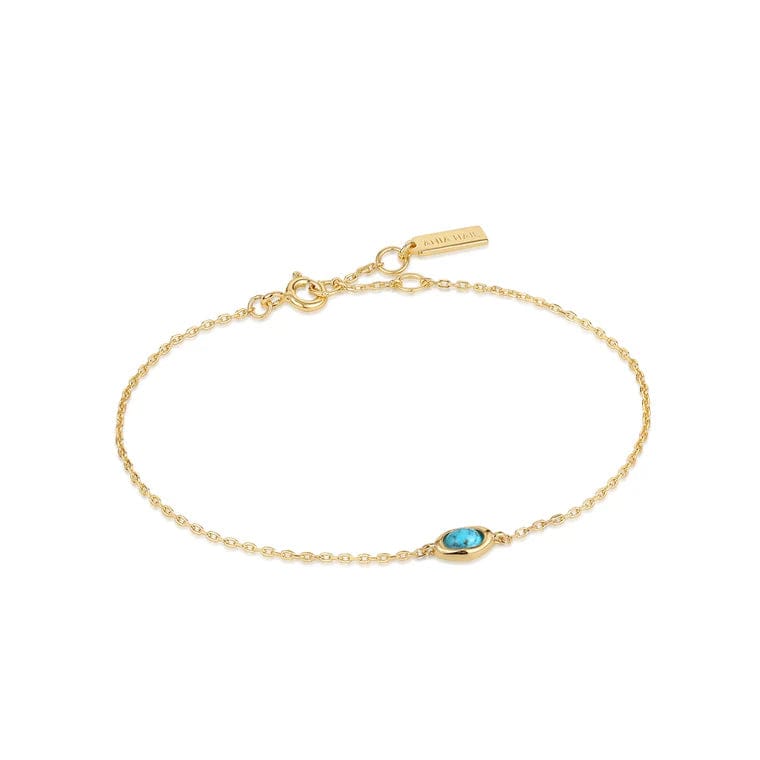 Ladies bracelets sentimental picks-Gold Turquoise Wave Bracelet