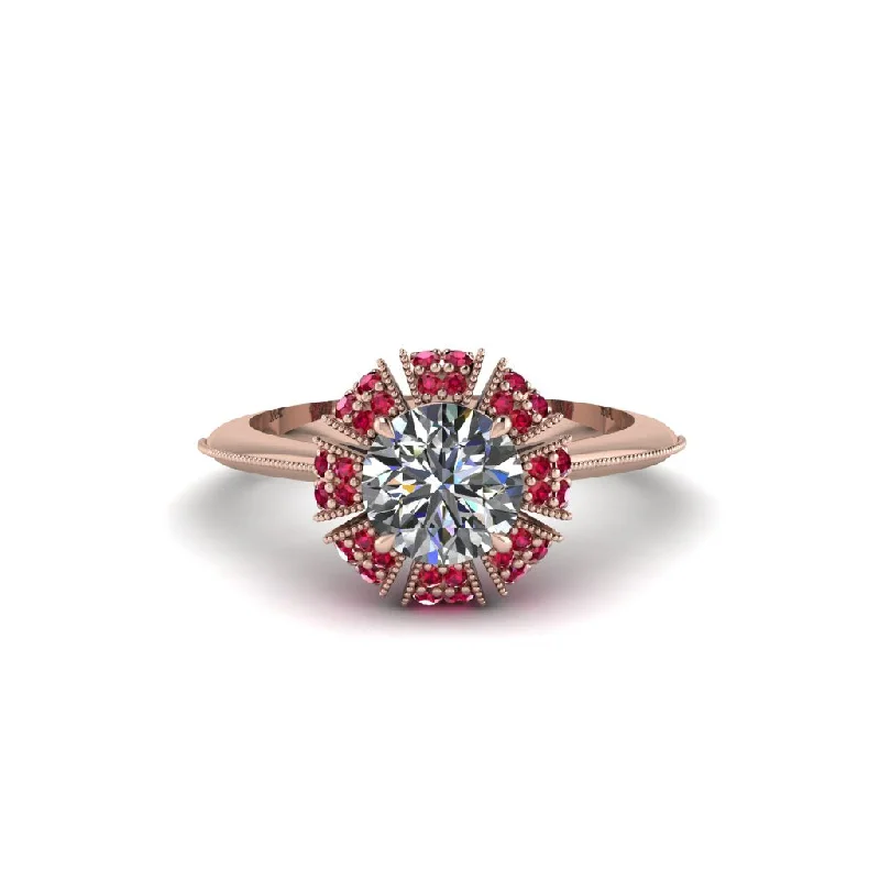 Ladies engagement rings luxurious appeal-Ruby Crown Halo Engagement Ring - Annie No. 47