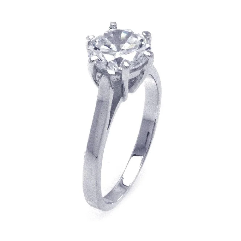 Ladies rings youthful charm-Silver 925 Rhodium Plated CZ Solitaire Ring - STR00788