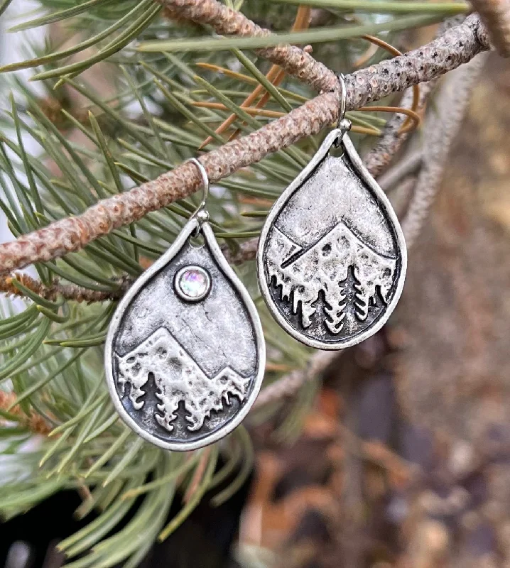 Ladies rings star accents-Moonlit Mountain Peak Earrings