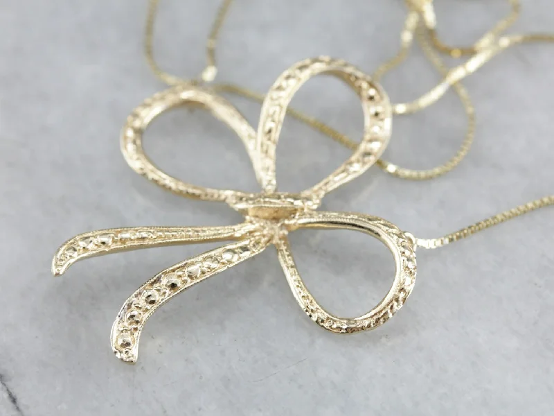 Yellow Gold Bow Conversion Necklace