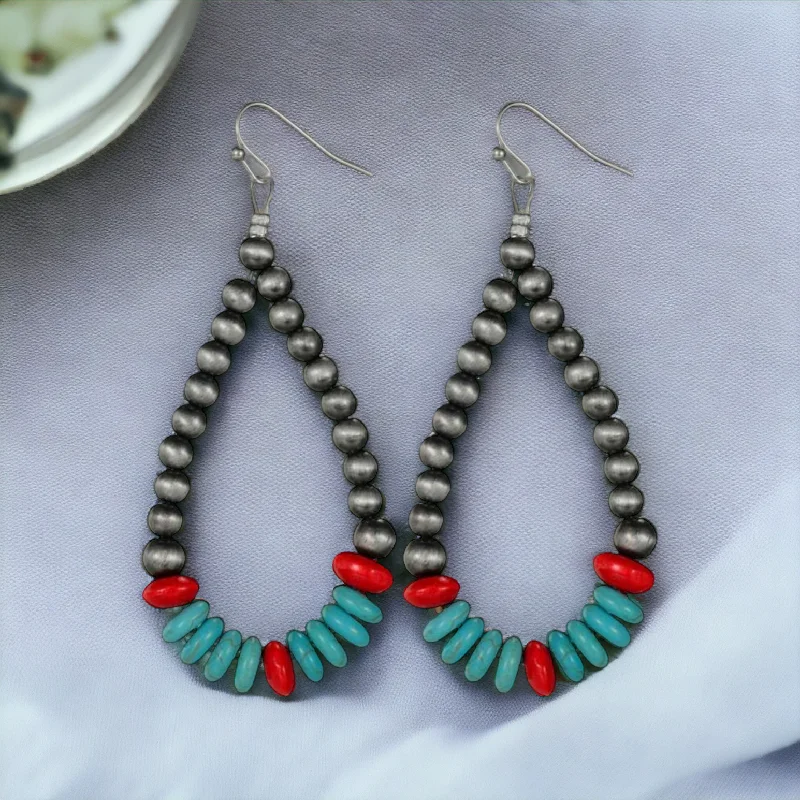 Ladies rings punk vibes-Southwestern Style Beaded Drop Earrings