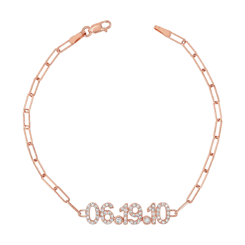 Ladies bracelets elegant looks-Personalized Date Chain Bracelet