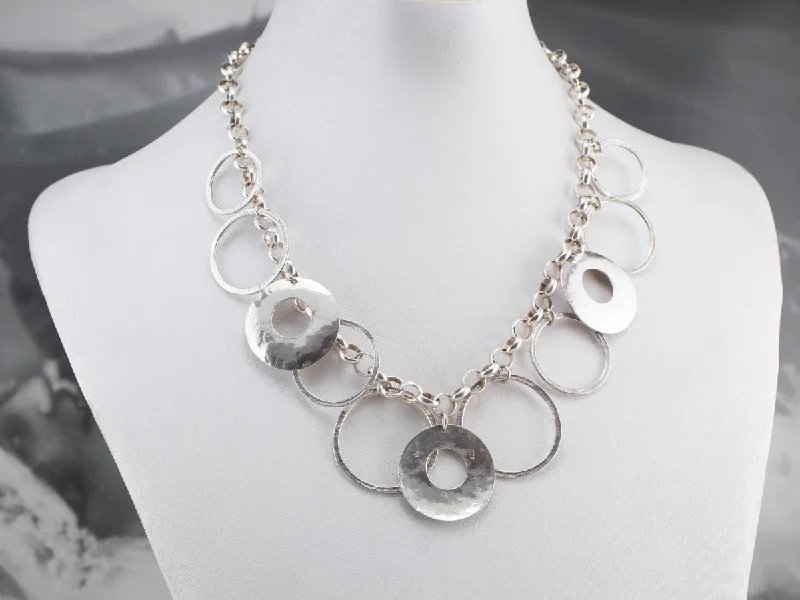 Sterling Silver Hammered Link Necklace