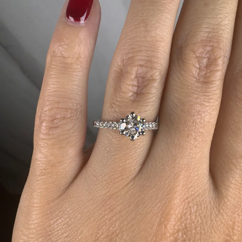 Ladies engagement rings vintage looks-"Ellena" Round Brilliant 2 Carat Diamond Shoulder Engagement Ring