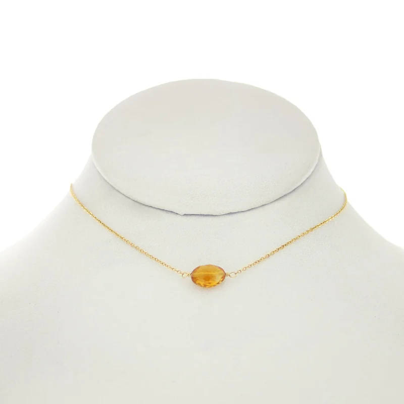 Sandalwood - Oval Citrine Necklace