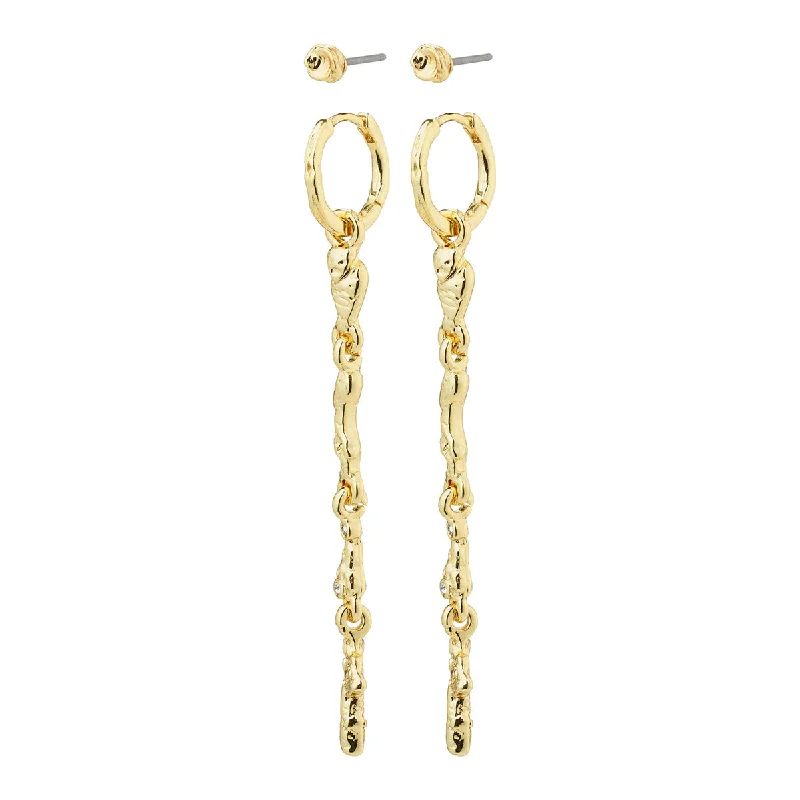 Ladies rings standout pieces-Breathe Gold Plated 2-in-1 Earring Set