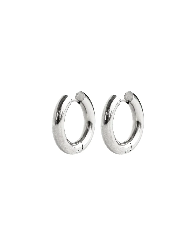 Ladies rings engraved names-Hugo Silver Hoop Earrings