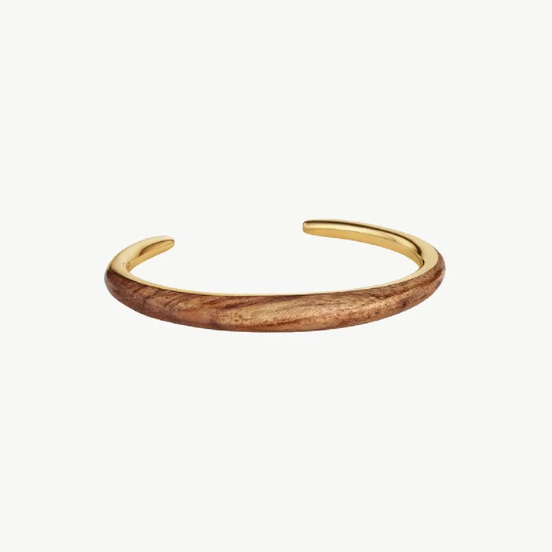 Ladies bracelets custom pieces-Teak Sabi Outline Cuff Bracelet